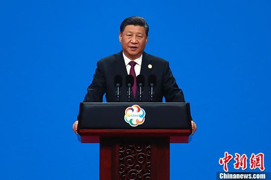 5月15日，中国国家主席习近平在北京国家会议中心出席亚洲文明对话大会开幕式，并发表题为《深化文明交流互鉴 共建亚洲命运共同体》的主旨演讲。<a target='_blank'  data-cke-saved-href='http://www.chinanews.com/' href='http://www.chinanews.com/'>中新社</a>记者 富田 摄